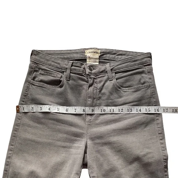 L'AGENCE Women's Margot High Rise Light Gray Skinny Jeans, size 30 - Picture 9 of 11